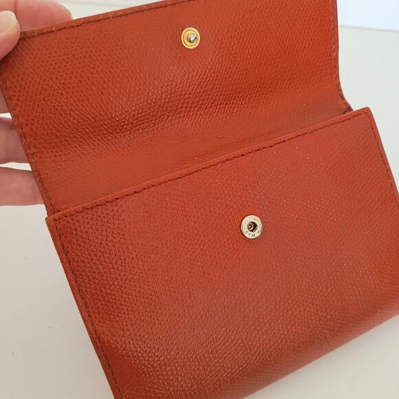 Etro Modern Brick Red Medium Leather Wallet Compact Logo Italian Bifold Solid - Picture 10 of 15